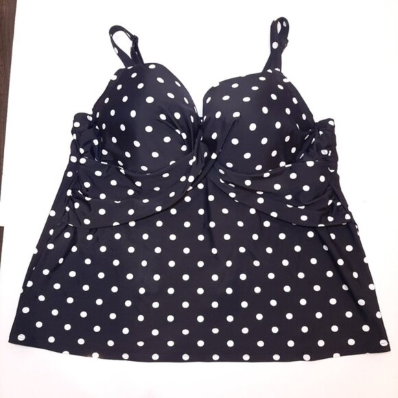Sea Swimwear Polka Dot Tankini Top Pin Up Underwire 44DDD Bra A-Line Swing - Picture 12 of 12